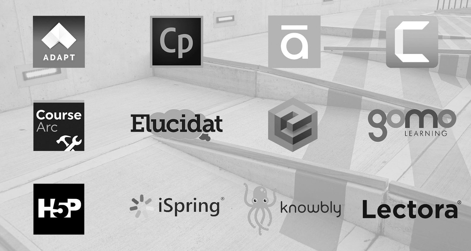 Logos of 12 authoring tool providers