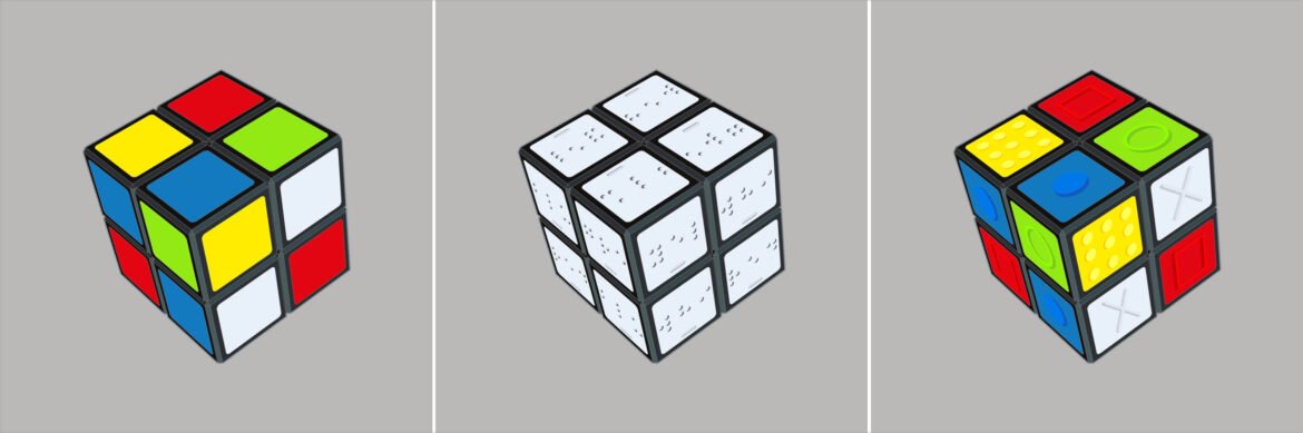 Three Designing Accessible Learning Content cubes.